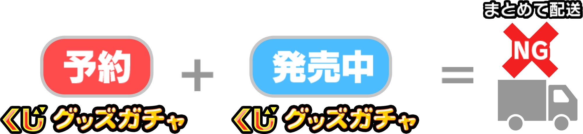 予約くじグッズガチャ+販売中くじグッズガチャ=まとめて配送NG