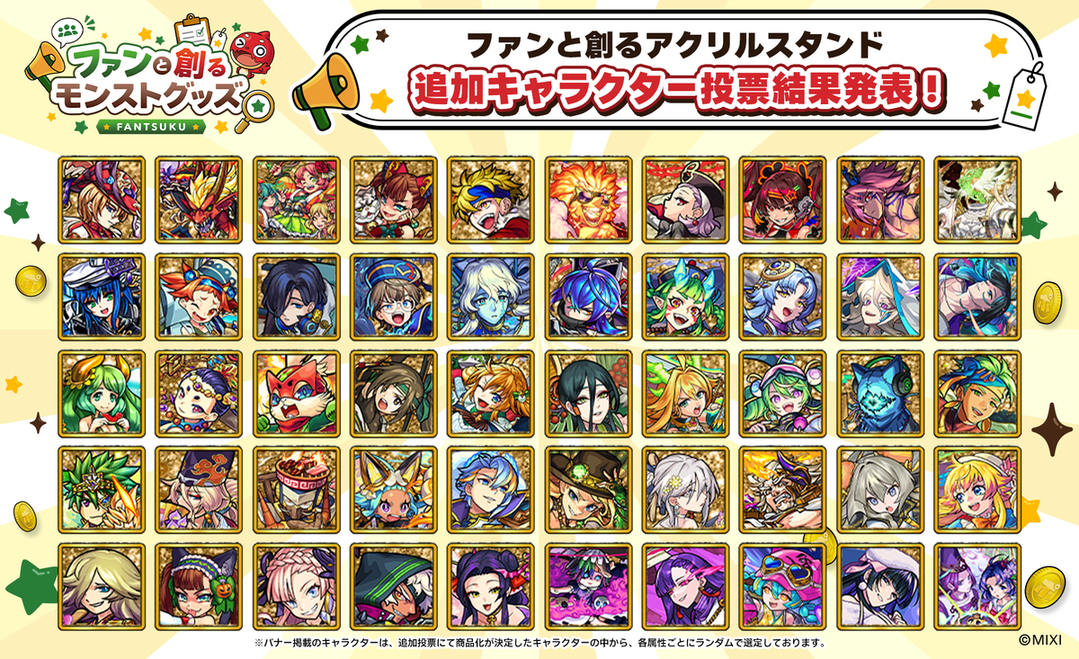 第5回 ファンと創る「アクリルスタンド」追加キャラクター投票結果発表